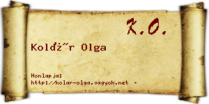 Kolár Olga névjegykártya